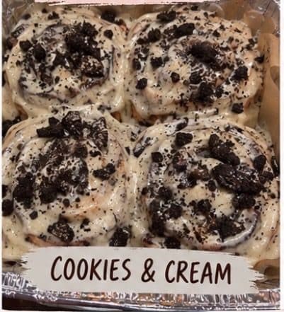 Cookies & Cream cinnamon rolls